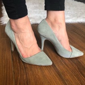 Madewell Sea Foam Mira Suede heels